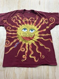 Vintage Single Stitch T Shirt Sun Unique Face Large Medium Painted Reggae - Picture 1 of 7