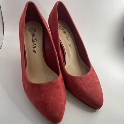 Bella-Vita Red Suede High Heels Size 7WW - Image 1 of 4