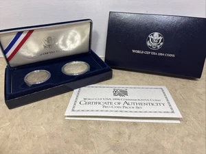 1994 Fifa World Cup Soccer 2 Coin Commemorate Proof Set OGP Box COA - Picture 1 of 4