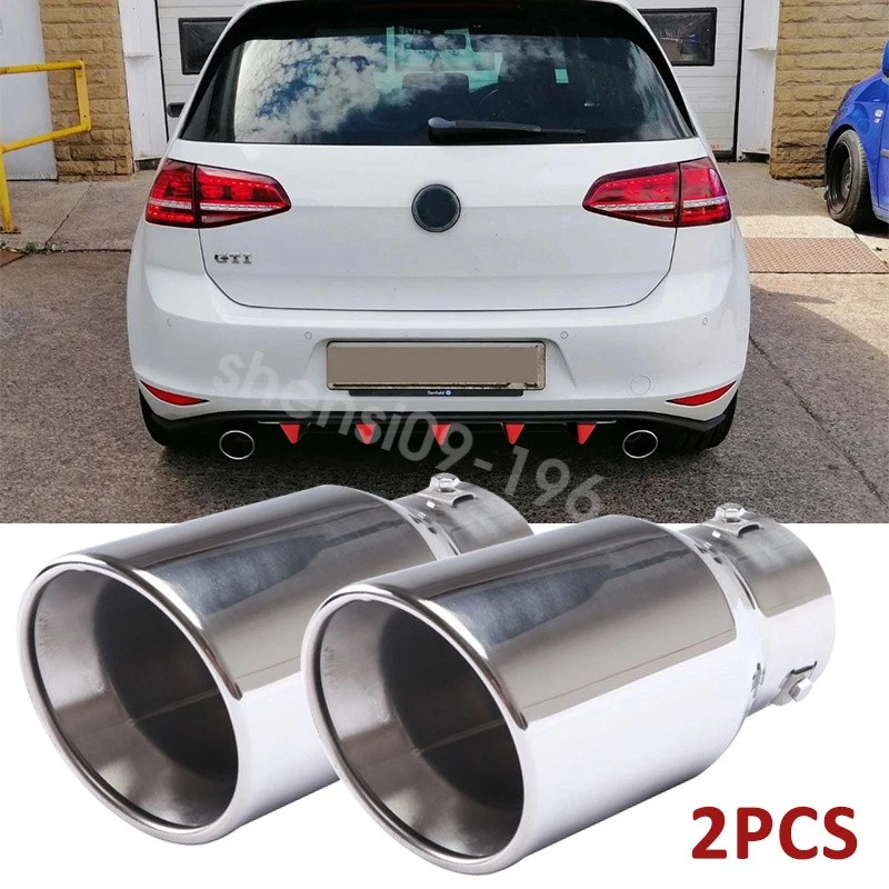 2X Car Exhaust Pipe Tip Rear Tail Throat Muffler Tailpipe For VW Golf GTI MK5 6 Foto 1 de 4