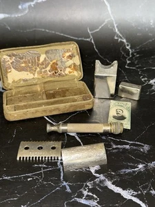 Antique WWI US Military Gillette Khaki Shaving Kit - Picture 1 of 15
