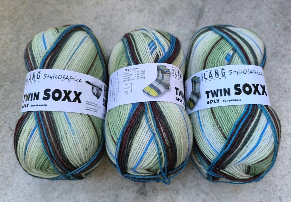 Three skein Lang socks yarns for hand knitting 100 g, Italy - Image 1 of 4
