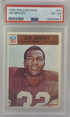 1966 Philadelphia #41 Jim Brown PSA 4 VG-EX CLEVELAND BROWNS GRADED CARD HOF - Image 1 of 2