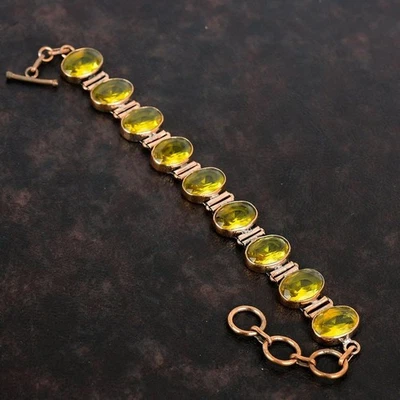 Pulsera Ajustable Joyería Citrino Amarillo Cobre Regalo Para Aniversario 7-8" Foto 1 de 4