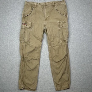 Ralph Lauren Denim Supply Pants Mens 38x32 Khaki Cargo Paratrooper USA UK Flag - Picture 1 of 13