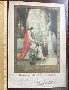 REMEMBRANCE OF FIRST HOLY COMMUNION, BEAUTIFUL GRAPHIC 1931, WORCESTER MA - Picture 1 of 2