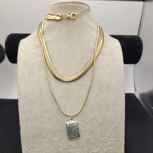 Catene Serpente, Pendente 2 Fili Tono Oro, 18"+3"buone Condizioni - Foto 1 di 7