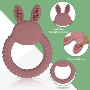Firtink Baby Beißring Hase/Rosa/für Wundes Zahnfleisch/Stimulieren & Massieren - Bild 1 von 6