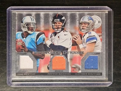 2013 Certified PEYTON MANNING MATTHEW STAFFORD NEWTON Stitches In Time GU #/199 - Image 1 of 2