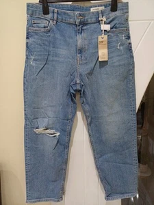 M&S COLLECTION Boyfriend Ankle Grazer Jeans Size 16 SHORT MEDIUM INDIGO - Picture 1 of 12