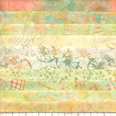 Lot 10 Fat Quarters Pastel Muted Tones Batik Lunn Fabric FQ Pack 100% Cotton - Image 1 of 4