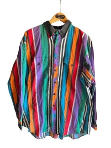 Roper 80s Western Brushpopper Men's Button Up Shirt Long Sleeve Striped Size 2XL - Picture 1 of 7