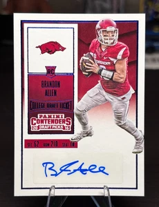 Biglietto Contenders College 2016 Auto Brandon Allen RC #191 Razorbacks QB - Foto 1 di 2