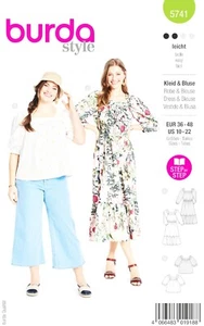 Burda Style Schnittmuster Nr. 5741 - Kleid & Bluse - Raglanärmeln - Saumrüsche - Bild 1 von 9