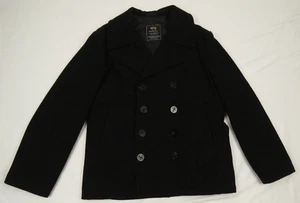 Alpha Industries Wool Blend Military US Navy Double Breasted Peacoat Jacket XL - Picture 1 of 7