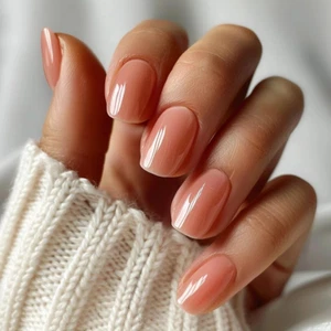 Press on Nails Short Solid Color Luxury False Nails round Press on Natural Acryl - Picture 1 of 6