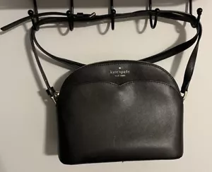 Kate Spade Payton Med Dome Black Saffiano Leather Satchel Crossbody Handbag - Picture 1 of 5