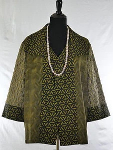 Chico's Kimono Jacket Top Open Front 3/4 Sleeves Size1 Fits 8-12 Polyester Nylon - Picture 1 of 2