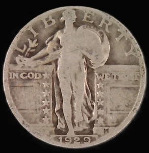 1929 P - Standing Liberty Quarter - 90% Silver Circulated Coin - Picture 1 of 2