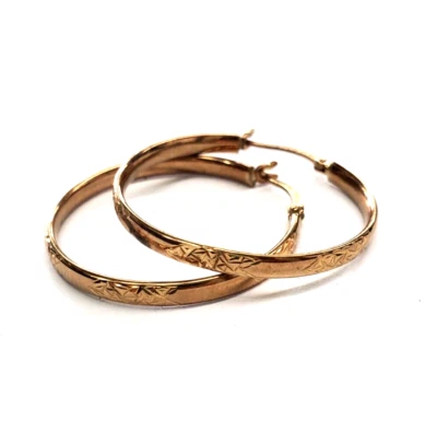 UNUSUAL 6K Gold Hoop Earrings by RL -1.6 grams - Image 1 of 4