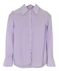 SUISTUDIO Alec womens Blouse UK4 Lilac Purple Slim Button Up classic Silk - Picture 1 of 9