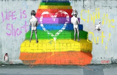  life is short 2 canvas urban street art print signed painting - Image 1 of 4