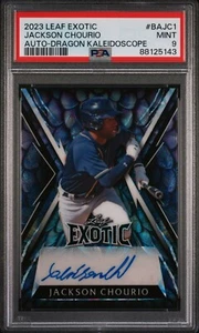 Jackson Chourio 2023 Leaf Exotic Autograph Dragon Kaleidoscope 1/2 PSA 9 Brewers - Picture 1 of 2