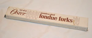 Vintage 70's Oster Set Of 6 Color Coded Stainless Steel Fondue Forks - Picture 1 of 3