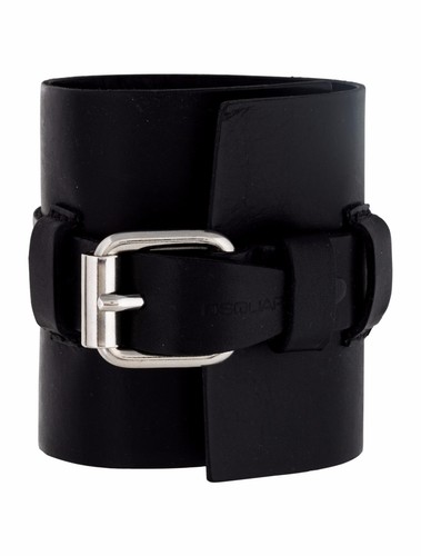 BRACCIALE CRAZY COOL DSQUARED2 UNISEX IN PELLE NERA POLSINO NUOVO CON ETICHETTE