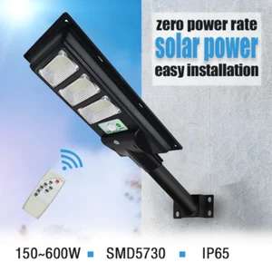 LED Solar Powered Street Lamp 150-600W Pathway 6000K Dimmable Outdoor Waterproof - Picture 1 of 16