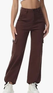 NEW Okilr Pjik Women's High Waisted Baggy Streetwear Cargo Pants Size 14 - Picture 1 of 2