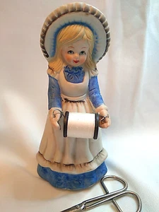 Vintage Porcelain Girl Thread, Scissors holder, Pin cushion/Blue - Bild 1 von 5