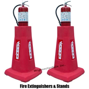 2 -  Portable Fire Extinguisher Stands with 2 - FIRE EXTINGUISHERS  - Picture 1 of 3