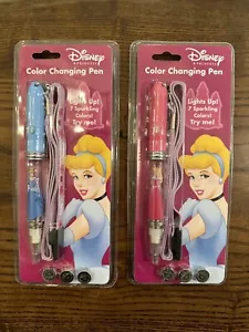 Set of 2 (Red/Blue) DISNEY Princess Color Changing Pens 7 Sparkling Colors NEW! - Picture 1 of 8