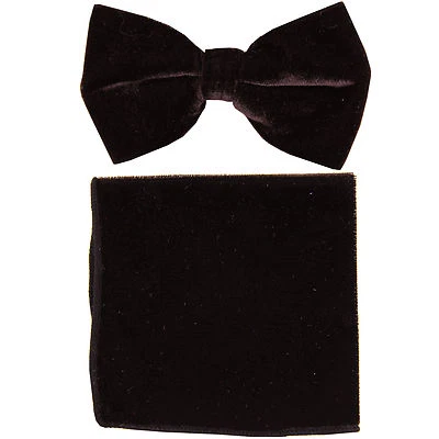 Nuevo en caja formal para hombre pre atado pajarita y pañuelo cuadrado de bolsillo terciopelo marrón Foto 1 de 4