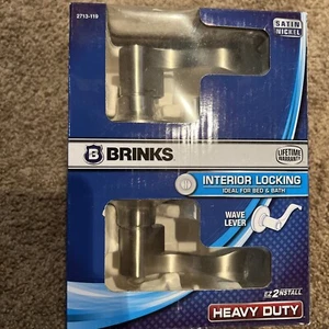 Brinks Heavy Duty Wave Lever Satin Nickel Interior Locking Bed & Bath 2713-119 - Picture 1 of 6