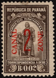 Canal Zone Stamp Scott # J8 Mint 2 Cents on 2 Cents 1915 Olive Brown Postage Due - Picture 1 of 1