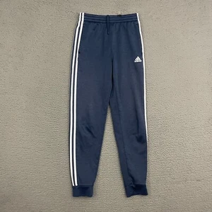 Adidas Jogger Pants Boys Large 14-16 Blue White Striped Tapered Activewear - Picture 1 of 8