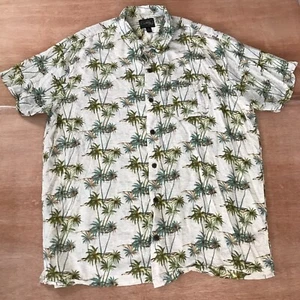 Steve & Barry's Hawaiihemd Herren XXL grün blau Blumen Knopfleiste Taschenkragen - Bild 1 von 12