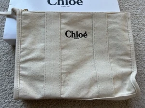 CHLOE` Parfum SOFT BEIGE BEAUTY CANVAS POUCH BEAUTY Makeup Cosmetic BAG 9”X6.75” - Picture 1 of 8