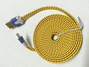 10 FT braided flat USB Fast Sync Charging cable for Apple Iphone 5/5c/5s/6/6plus - Picture 1 of 12
