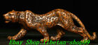 Old China Boxwood Wood Carve Ferocious Leopard Panther Leopards Animal Statue