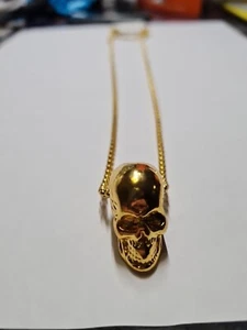 Goldkette 50 cm Kette Totenkopf 24 Karat Skelett Geist - Bild 1 von 6