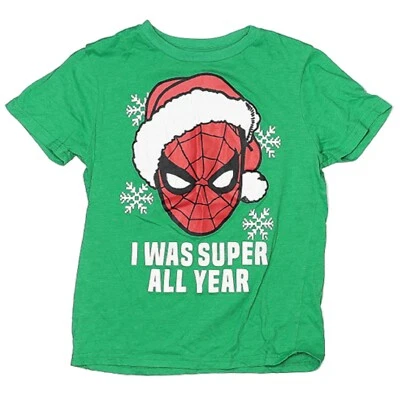 Marvel Spider-Man я был супер весь год большой мальчиков зеленая футболка M (10-12) новый с Ярлыками - Изображение 1 из 4
