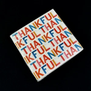 Crate & Barrel 20 Pk Multicolor Paper Thankful Print Beverage Cocktail Napkins - Picture 1 of 2