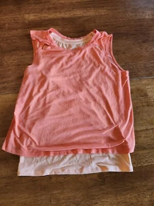Athleta Girl Orange girls doubles layer athletic tank top size XL 14 - Picture 1 of 8