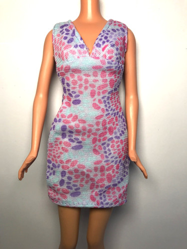 VETEMENTS Barbie vestiti bambola viola chiaro mini abito con disegno stampa ovale rosa viola