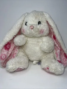 Aurora 11” White Bunny Pink Ears Feet Rabbit Plush Stuffed Animal Soft Sewn Eyes - Picture 1 of 6