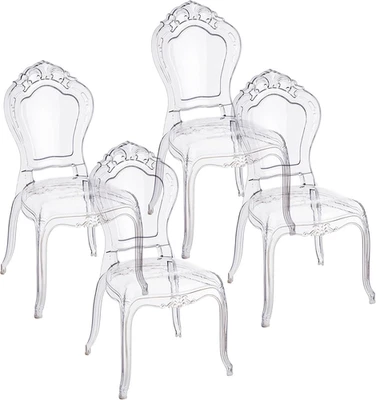 Set Di 4 Sedie in Policarbonato Trasparente, Seduta Design Elegante Impilabile E - Immagine 1 di 4