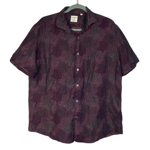 Baird Mcnutt Murano Herren Leinen Button Down Hemd Gr. L kurz lila Print - Bild 1 von 9